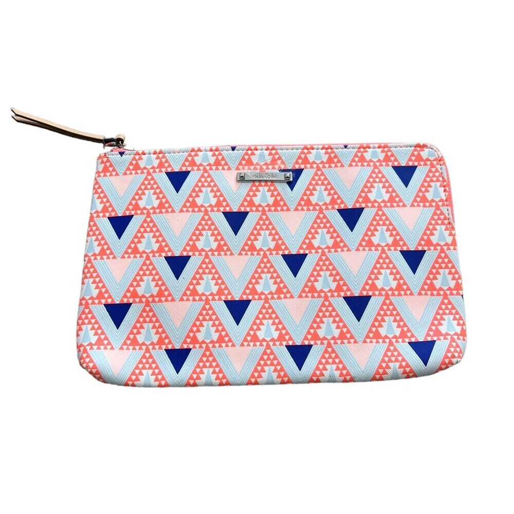 Stella & Dot Peach Geometric Print Zip Pouch